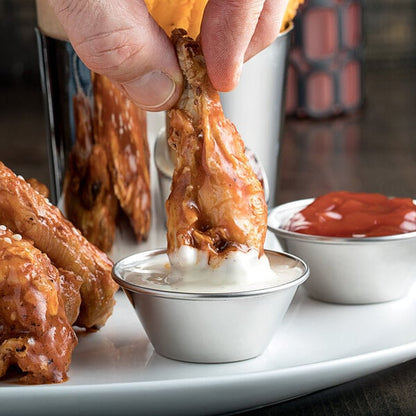 Choice 1.5 oz. Smooth Stainless Steel Round Sauce Cup - 12/Pack