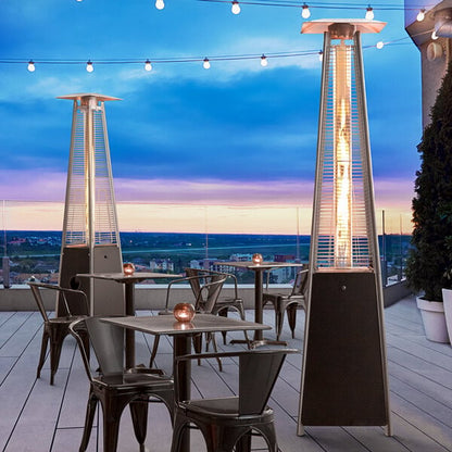 Backyard Pro Courtyard Series HPSQRBLK Black Portable Propane Outdoor Patio Heater with Glass Tube - 40,000 BTU