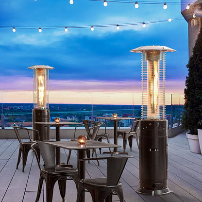 Backyard Pro Courtyard Series RNDFHBLK Black Round Portable Propane Outdoor Patio Heater with Glass Tube - 46,000 BTU