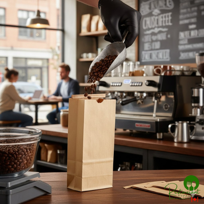 Bagcraft EcoCraft 1/2 lb. 3 3/8" x 2 1/2" x 7 3/4" Natural Kraft Poly-Lined Coffee Bag with Tin Tie Closure - 1,000/Case