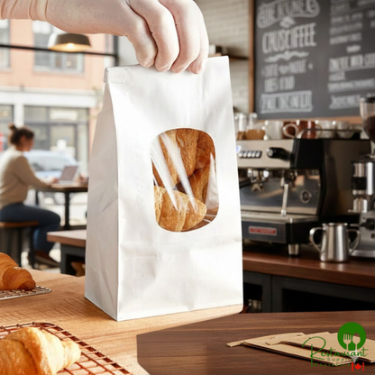 Bagcraft 1 lb. White Stand-Up Bakery Bag with Window and Tin Tie Closure - 500/Case