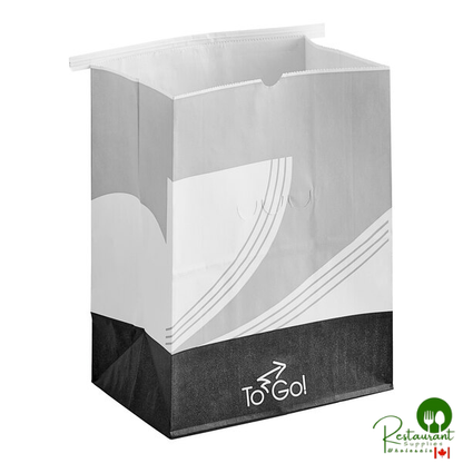 Bagcraft 8 1/4" x 5 1/4" x 10 3/4" White Printed To-Go Vented Meal Bag with Tin Tie Closure - 250/Case