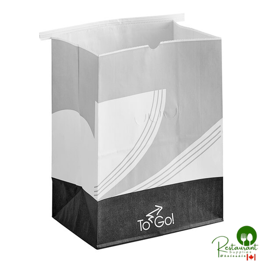 Bagcraft 8 1/4" x 5 1/4" x 10 3/4" White Printed To-Go Vented Meal Bag with Tin Tie Closure - 250/Case