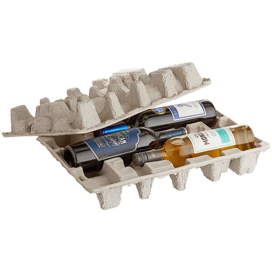 Lavex Molded Fiber Stackable 3 Bottle Wine Shipper Tray - 390/Pallet