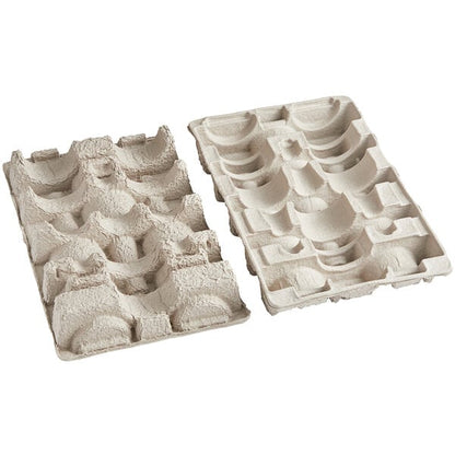 Lavex Molded Fiber Stackable 3 Bottle Wine Shipper Tray - 390/Pallet