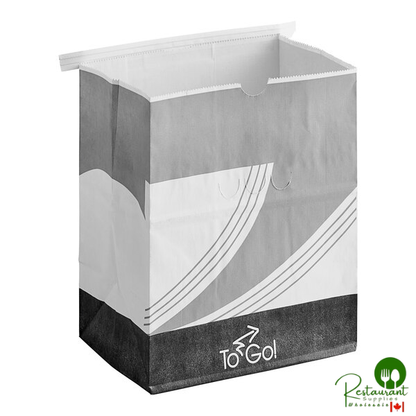 Bagcraft 8 1/4" x 5 1/4" x 8 3/4" White Printed To-Go Vented Meal Bag with Tin Tie Closure - 250/Case