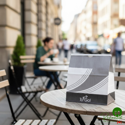 Bagcraft 8 1/4" x 5 1/4" x 8 3/4" White Printed To-Go Vented Meal Bag with Tin Tie Closure - 250/Case