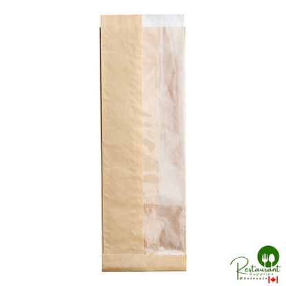 Bagcraft Clear View 4 1/4" x 2 7/8" x 12" Natural Grease-Resistant Deli / Bakery Bag with Window - 500/Case