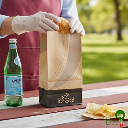 Bagcraft EcoCraft 4 lb. 5" x 3 1/8" x 9 11/16" Printed To-Go Vented Meal Bag - 500/Case