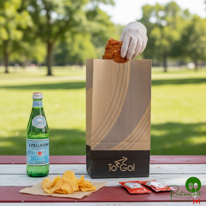 Bagcraft EcoCraft 8 lb. 6 1/8" x 4" x 12 3/8" Printed To-Go Vented Meal Bag - 500/Case