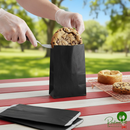 1/2 lb. 7 1/2" x 5 3/4" Customizable Black Gourmet Bag - 1,000/Case