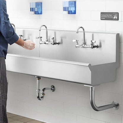 Regency Wall-Mounted 72" x 17 1/2" Hand Sink with (3) 8" Center Faucets