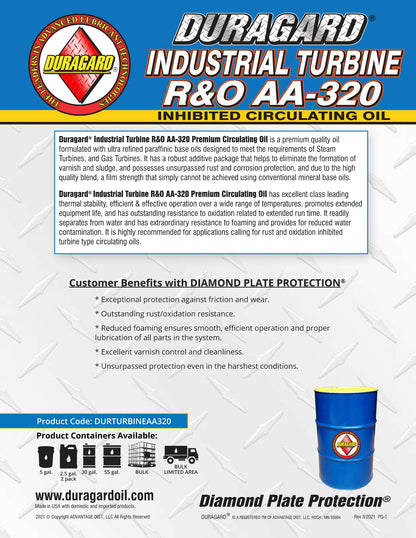 DURAGARD® TURBINE AA-320 R&O TURBINE OIL – 55 GALLON DRUM