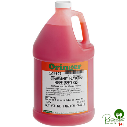 Oringer Seedless Strawberry Puree Hard Serve Ice Cream Base 1 Gallon