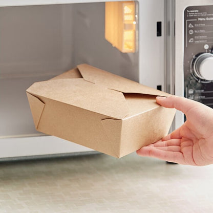 Choice Kraft Microwavable Folded Paper #8 Take-Out Customizable Container 6" x 4 3/4" x 2 1/2" - 300/Case