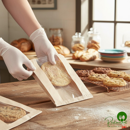 6 1/2" x 2" x 8 1/2" Kraft Grease-Resistant Window Cookie / Bakery Bag By Prime - 500/Case