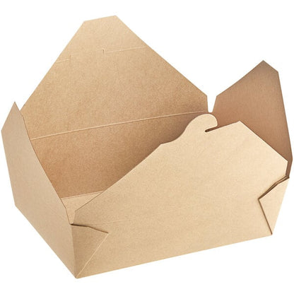 Choice Kraft Microwavable Folded Paper #3 Take-Out Customizable Container 7 3/4" x 5 1/2" x 2 1/2" - 200/Case