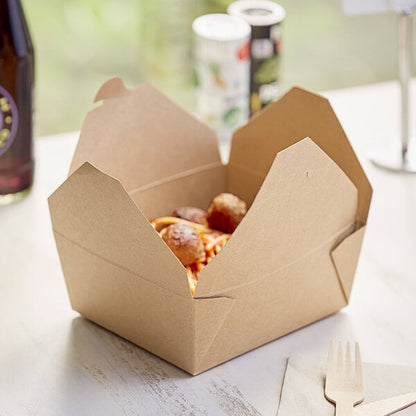Choice Kraft Microwavable Folded Paper #8 Take-Out Customizable Container 6" x 4 3/4" x 2 1/2" - 300/Case