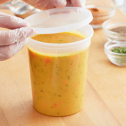 Choice Heavy Duty 32 oz. Microwavable Translucent Plastic Deli Container and Lid Combo Pack - 240/Case