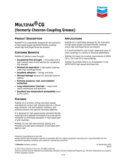 CHEVRON MULTIFAK® CG COUPLING GREASE – CASE OF 40 – 14OZ TUBES
