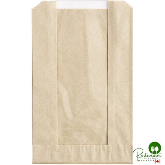 5" x 2" x 7 3/4" Kraft Grease-Resistant Window Cookie / Bakery Bag By Prime - 500/Case