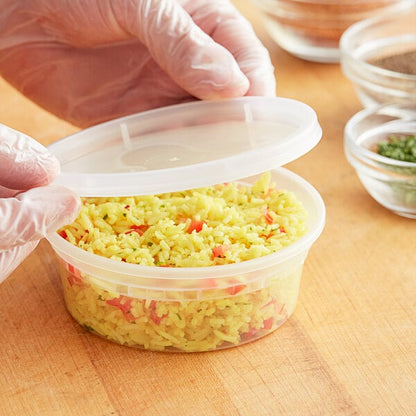 Choice Heavy Duty 8 oz. Microwavable Translucent Plastic Deli Container and Lid Combo Pack - 240/Case