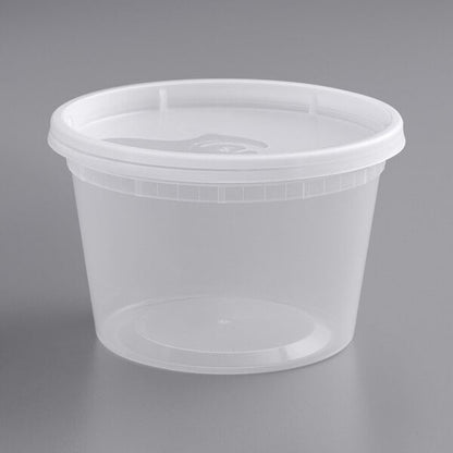 Choice Heavy Duty 16 oz. Microwavable Translucent Plastic Deli Container and Lid Combo Pack - 240/Case