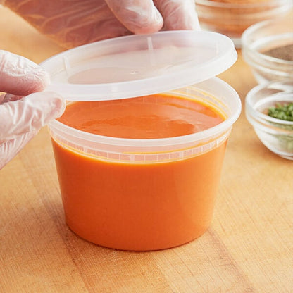 Choice Heavy Duty 16 oz. Microwavable Translucent Plastic Deli Container and Lid Combo Pack - 240/Case
