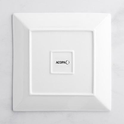 Acopa 10" Bright White Square Porcelain Plate - 12/Case