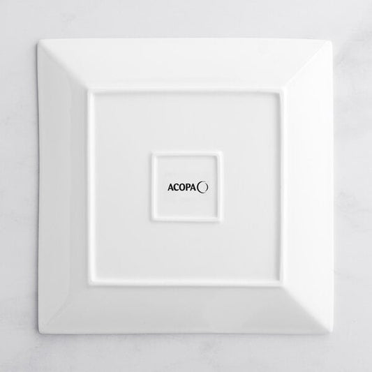 Acopa 10" Bright White Square Porcelain Plate - 12/Case