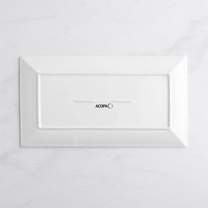 Acopa 14 1/2" x 8 1/4" Bright White Rectangular Porcelain Platter - 12/Case