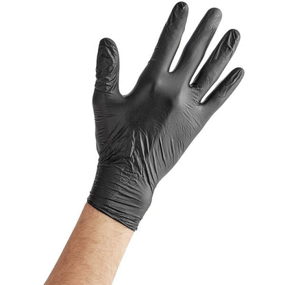 Noble Powder-Free Disposable Black Hybrid 3.5 Mil Thick Gloves - 1,000/Case