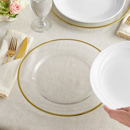 Acopa 13" Round Gold Rim Glass Charger Plate - 12/Case