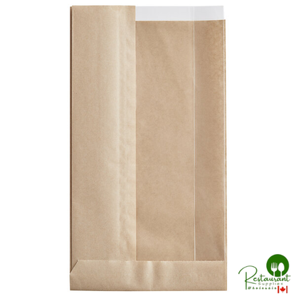 6" x 2 1/4" x 10 3/4" Kraft Window Sandwich / Bakery Bag By Prime - 500/Case