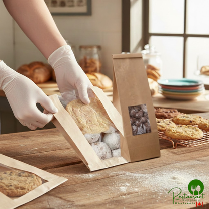 4 1/4" x 9 3/4" 1 lb. Brown Kraft Customizable Tin Tie Cookie / Coffee / Donut Bag with Window By Prime - 1,000/Case