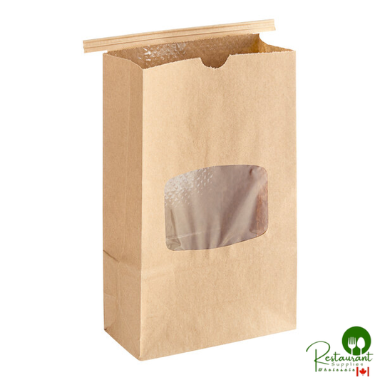 2 lb. Brown Kraft Customizable Paper Cookie / Coffee / Donut Bag with Window and Tin Tie Closure By Prime - 500/Case