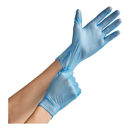 Noble Powder-Free Disposable Blue Vinyl Gloves for Foodservice - 1,000/Case