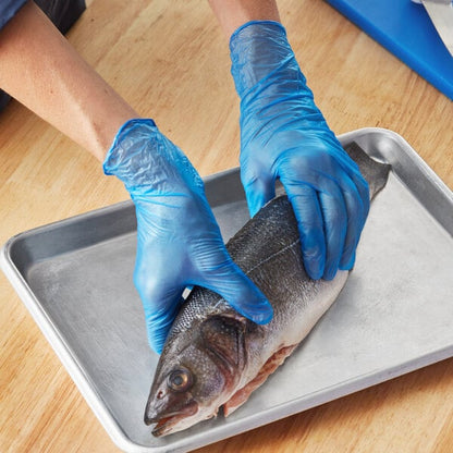 Noble Powder-Free Disposable Blue Vinyl Gloves for Foodservice - 1,000/Case