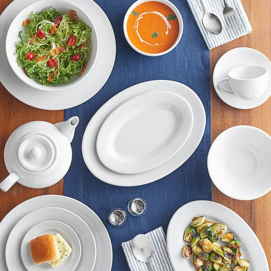 Acopa 16 oz. Bright White Wide Rim Rolled Edge Rim Stoneware Soup and Pasta Bowl - 12/Case