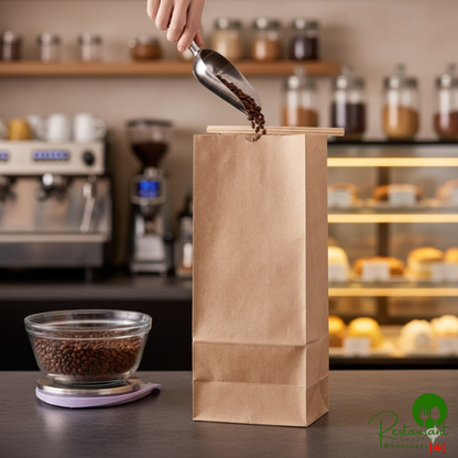 5 lb. Brown Kraft Customizable Paper Coffee Bag with Reclosable Tin Tie By Prime - 250/Case