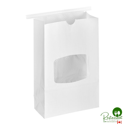 2 lb. White Customizable Paper Cookie / Coffee / Donut Bag with Window and Tin Tie Closure By Prime - 500/Case