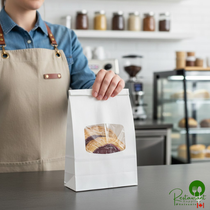 2 lb. White Customizable Paper Cookie / Coffee / Donut Bag with Window and Tin Tie Closure By Prime - 500/Case