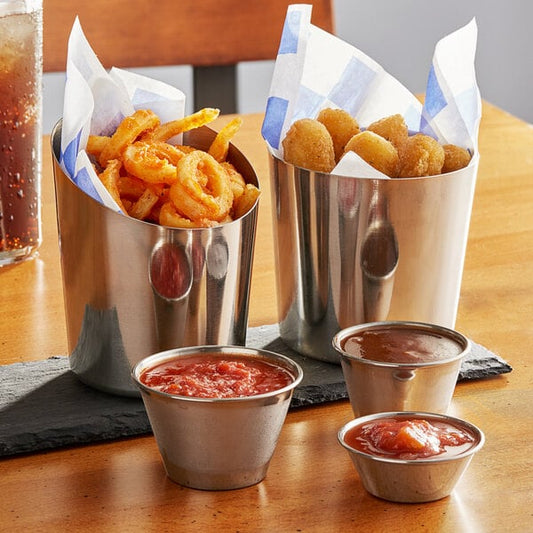 Choice 1.5 oz. Smooth Stainless Steel Round Sauce Cup - 12/Pack