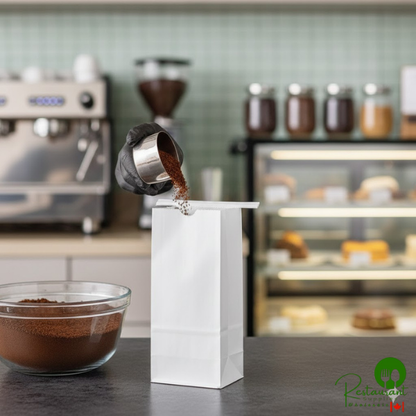 1/2 lb. White Customizable Paper Coffee Bag with Reclosable Tin Tie By Prime - 1,000/Case