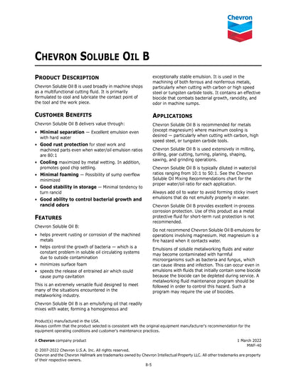 CHEVRON SOLUBLE OIL B CUTTING FLUID – 55 GALLON DRUM