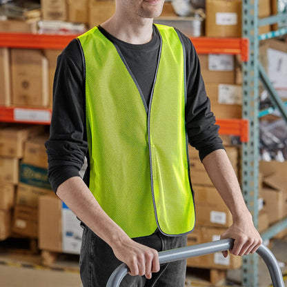 Lavex 25" x 18" Lime High Visibility General Purpose Safety Vest with Hook & Loop Closure - One Size Fits Most - 100/Case