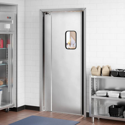 Regency Single Aluminum Swinging Traffic Door with 9" x 14" Window - 36" x 84" Door Opening
