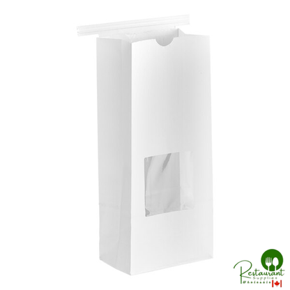 4 1/4" x 9 3/4" 1 lb. White Customizable Tin Tie Cookie / Coffee / Donut Bag with Window By Prime - 1,000/Case