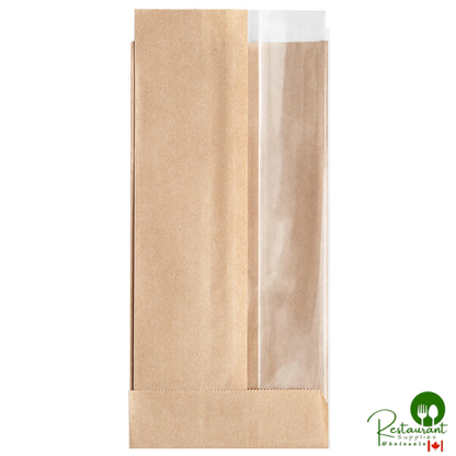 3 1/2" x 2 1/2" x 7 1/4" Kraft Window Sandwich / Bakery Bag By Prime - 500/Case