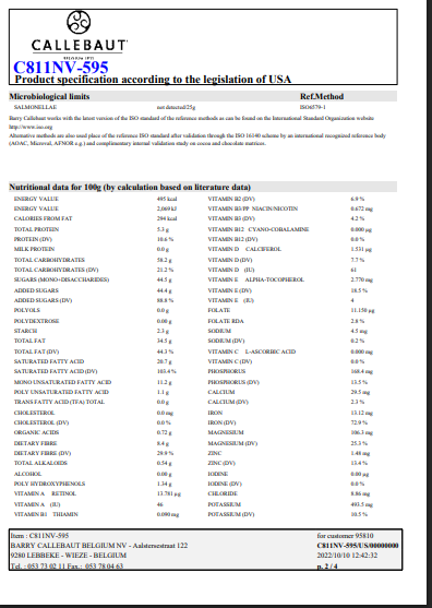 Callebaut Recipe C811 Dark Chocolate Callets™ – 22 lb Bulk Bag